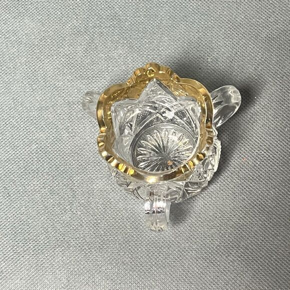 Antique US Glass Toothpick Holder/Bud Vase 3 Handles  Gold Trim Uranium UV - Picture 5 of 11